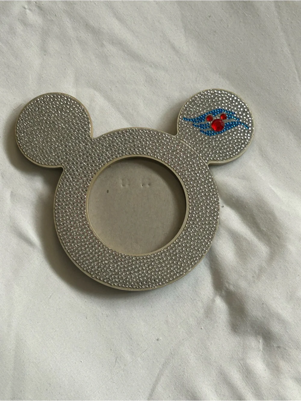 Crystal Mickey Disney Cruise Line Ear Photo Frame with Blue & Red Accent